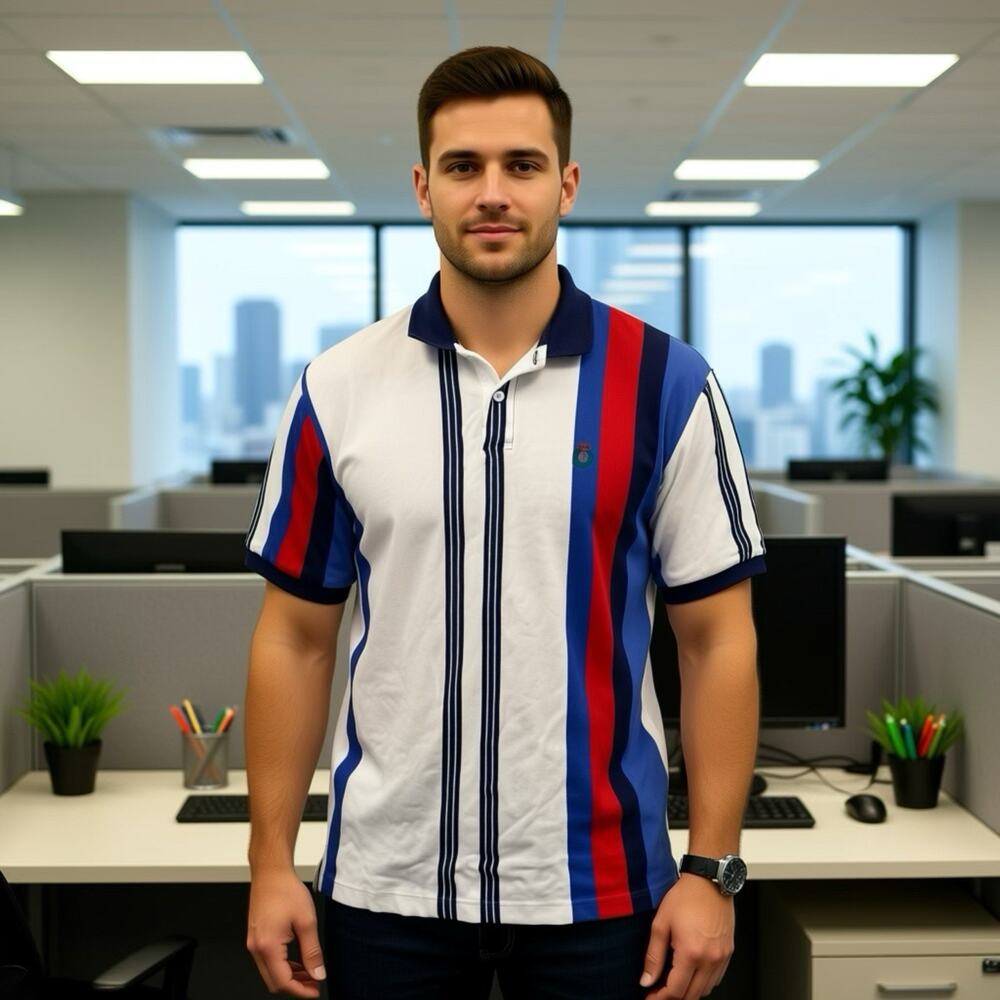 Vintage Ralph Lauren Chaps Short Sleeve Polo Shirt Men's L Colorful Striped Logo